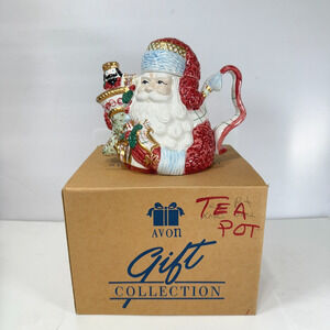 St Nicholas Santa Claus Teapot Avon Gift Collection In Box 7" Holiday Decor